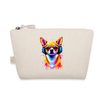 Chihuahua dog with headphones - Organic Pouch - nature - Front