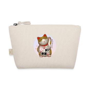 Winkende japanische Katze Abbildung mit Inschrift - Bio-Täschchen - Natur - Vorne