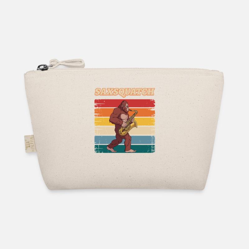 Sax Squatch auf Retro-Streifen Bio-Täschchen