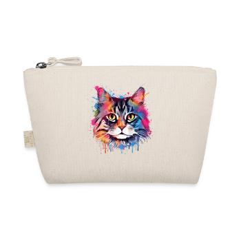 Colorful Splash Art American Bobtail Cat Face - Organic Pouch - nature - Front