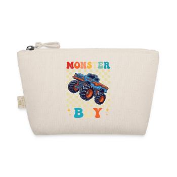 Monster Boy Truck Cartoon im Checkerboard - Bio-Täschchen - Natur - Vorne