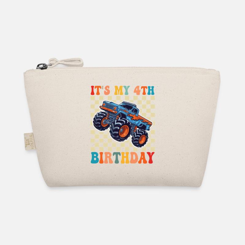4ter Geburtstag Monstertruck - Bio-Täschchen - Natur