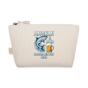Angeln und Bier Darum bin ich hier Fisch - Bio-Täschchen - Natur - Vorne