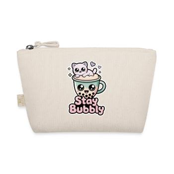 Stay Bubbly Shirt with Cat – Bubble Tea Shirt - Organic Pouch - nature - Front