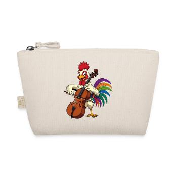 Rooster with cello - Organic Pouch - nature - Front