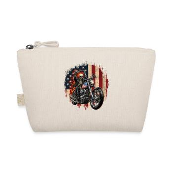 Skeleton Biker Patriotic Motorcycle USA - Organic Pouch - nature - Front