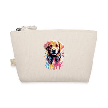 Golden Retriever with Headphones - Organic Pouch - nature - Front