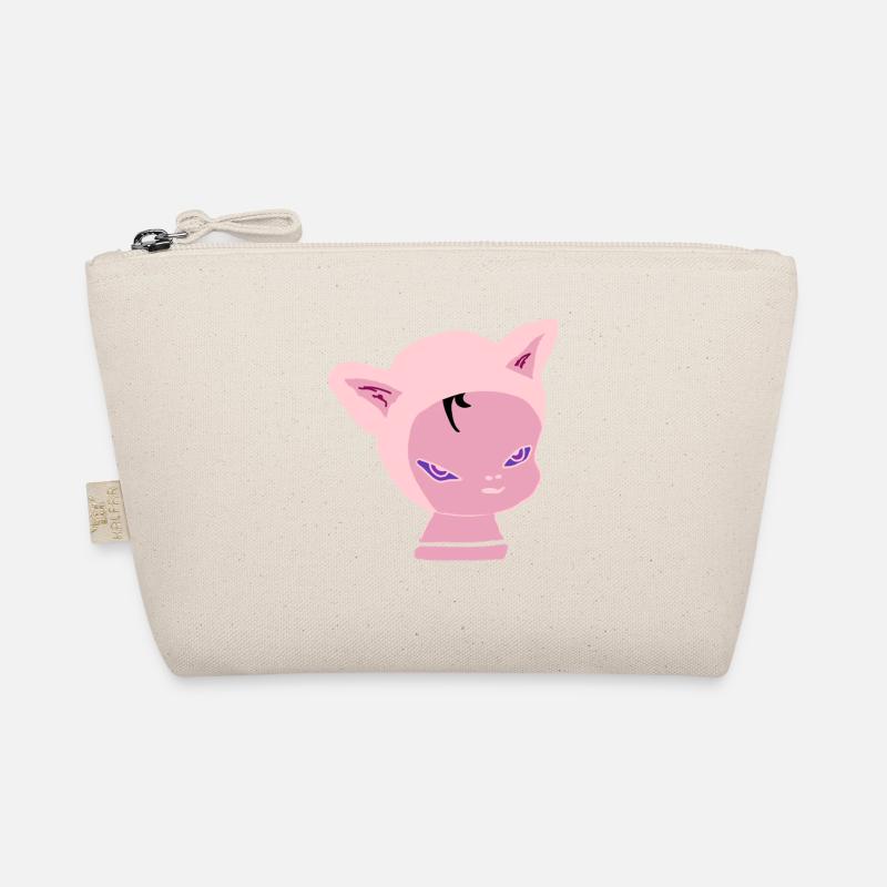 Pink Cat Kopf: Neon-Lila Blick - Bio-Täschchen - Natur