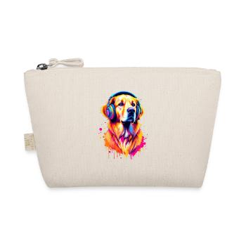 Golden Retriever with Headphones - Organic Pouch - nature - Front