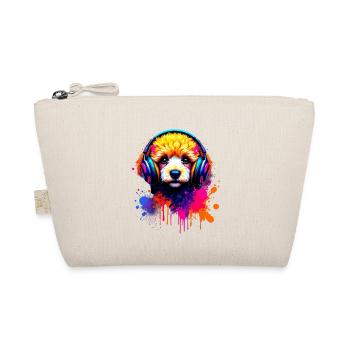 Poodle puppy with headphones - Organic Pouch - nature - Front