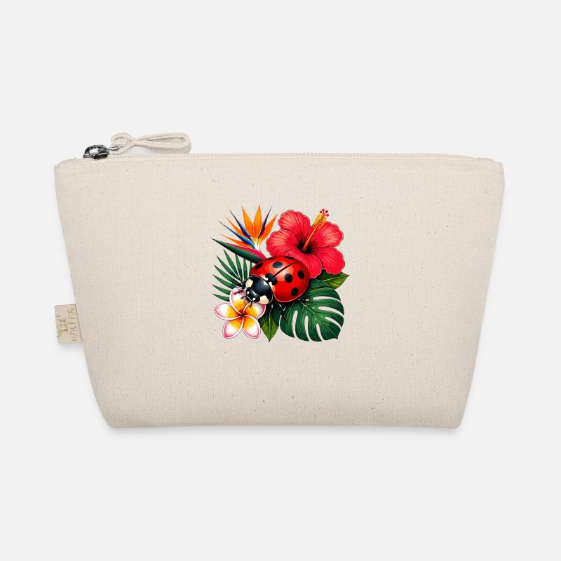 Tropical ladybug in hibiscus Organic Pouch