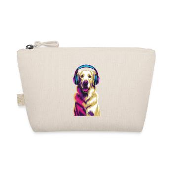 Golden Retriever with Headphones - Organic Pouch - nature - Front