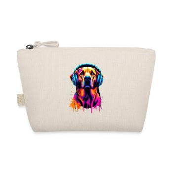 Golden Retriever with Headphones - Organic Pouch - nature - Front