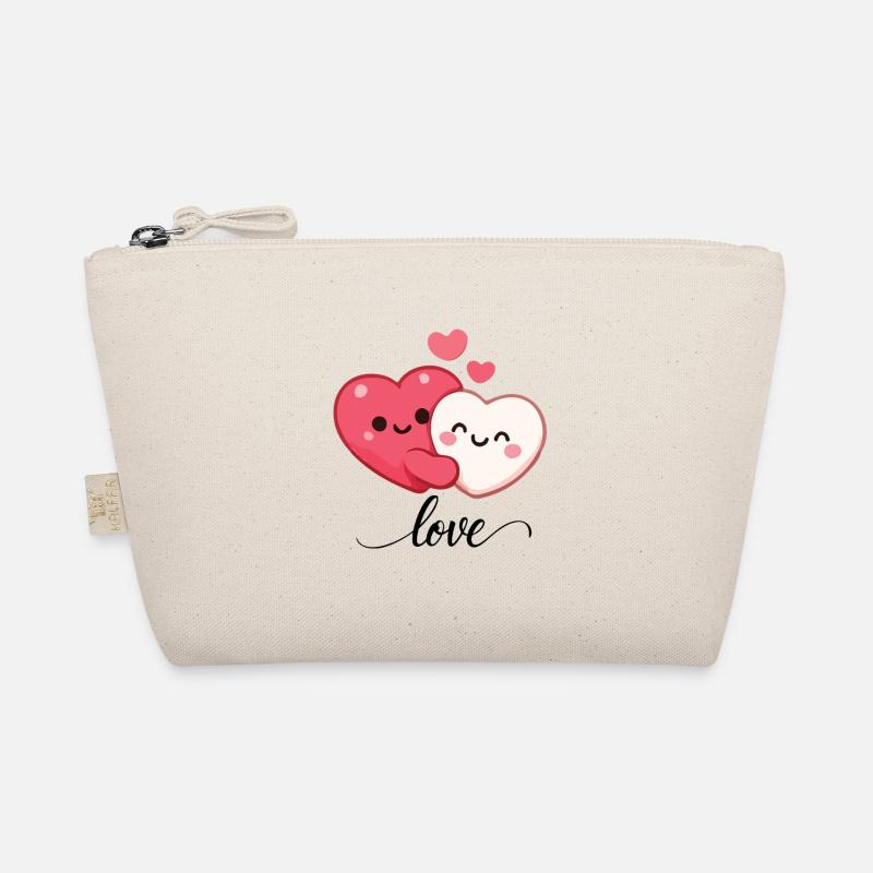 Kawaii Love Herzen - Süßes Paar - Bio-Täschchen - Natur