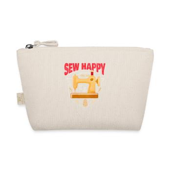 Sew Happy Gift Idea for Sewing Fans - Organic Pouch - nature - Front