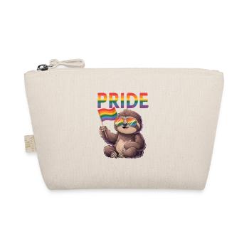 Lazy Pride Rainbow Sloth with Flag - Organic Pouch - nature - Front
