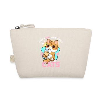 Kawaii Cat Sips Milkshake - Organic Pouch - nature - Front