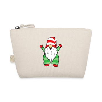 Striped Hat Gnome on Green Sweater - Organic Pouch - nature - Front