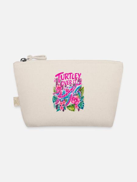 Turtley Over It Cute Turtle Flower - Organic Pouch - nature - Front