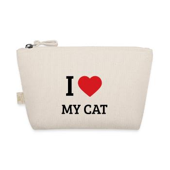I Love My Cat Saying – Cute Cat T-Shirt - Organic Pouch - nature - Front