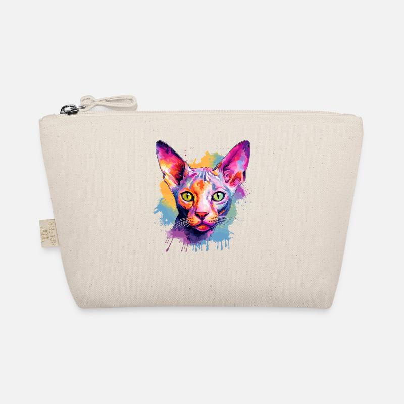 Colorful Splash Art Cornish Rex Cat Face  Organic Pouch