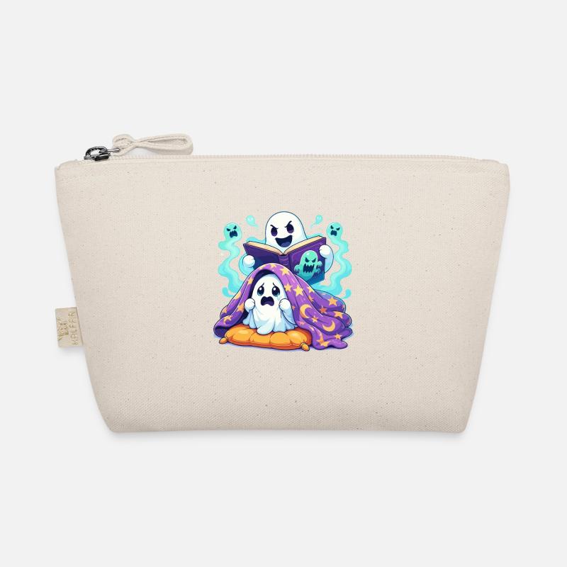 Sleeping ghost readers in a haunted book Organic Pouch