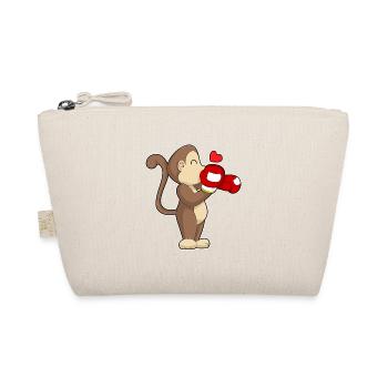 Affe Boxer Boxhandschuhe Boxen - Bio-Täschchen - Natur - Vorne