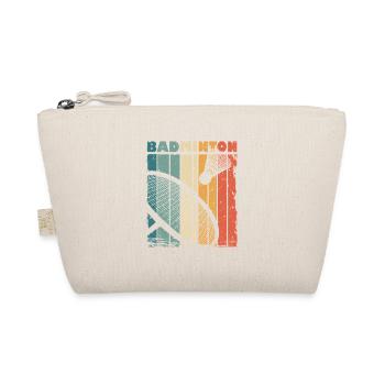 Retro Druck mit Badminton Schläger und Federball - Bio-Täschchen - Natur - Vorne