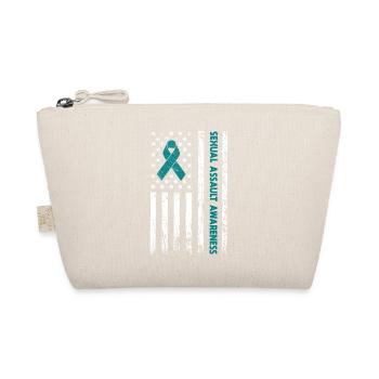 Teal Ribbon Sexual Assault Awareness American flag - Organic Pouch - nature - Front