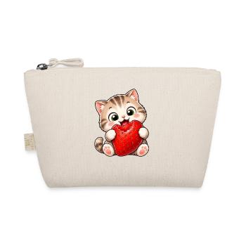 Dessin animé de chat mignon avec des fraises fruitées en été - Trousse biologique - nature - Devant
