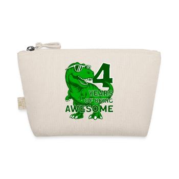 DINO 4 YEARS DINOSAUR 4TH BIRTHDAY - Organic Pouch - nature - Front