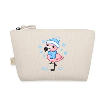 Winter Flamingo with Scarf - Organic Pouch - nature - Front
