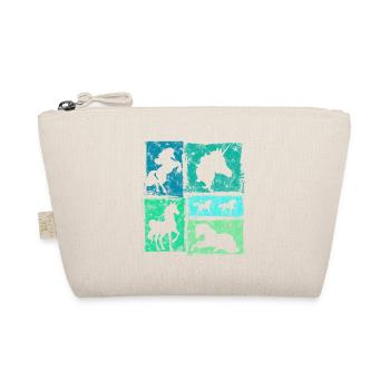 Unicorn in Perspectives – Retro Style with Stars - Organic Pouch - nature - Front