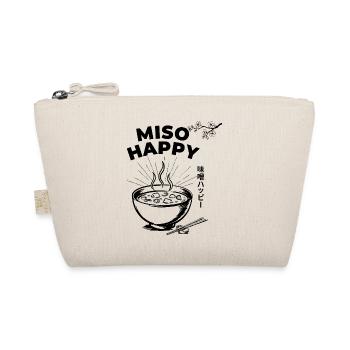 Miso Happy Spruch Glückskatze Kirschblüten Grafik - Bio-Täschchen - Natur - Vorne