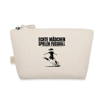 Echte Mädchen Spielen Fussball Fussballerin - Bio-Täschchen - Natur - Vorne