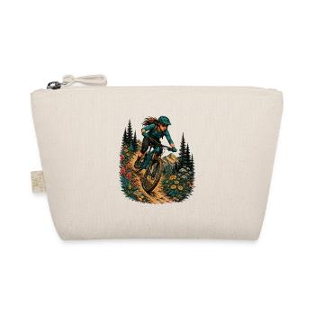 MTB Frau Trail Blumen Berge Bikerin Natur Outdoors - Bio-Täschchen - Natur - Vorne