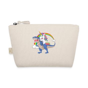 Einhornreitender Dinosaurier – lustiges magisches T-Rex-Geschenk - Bio-Täschchen - Natur - Vorne