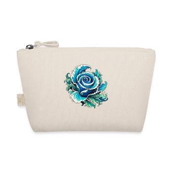 Blauer Rosen Wellenprint - Bio-Täschchen - Natur - Vorne