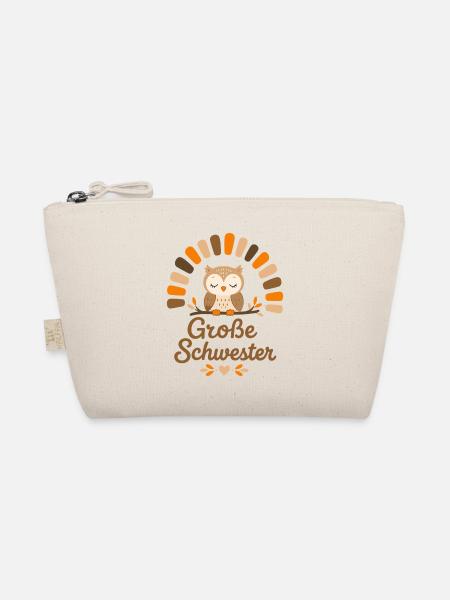 Schwester Eule – Süßes Geschwister Design - Bio-Täschchen - Natur