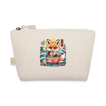 Cute Fox Eating Ramen Bowl Japanese Waves - Organic Pouch - nature - Front