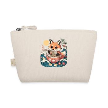 Cute Fox Eating Ramen Bowl Kawaii Kanji Waves - Organic Pouch - nature - Front