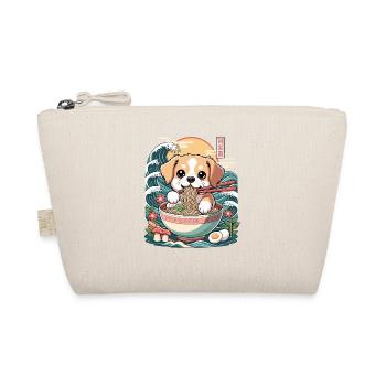 Cute Ramen Puppy In Bowl With Waves Japanese - Organic Pouch - nature - Front