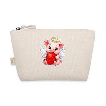 Cochon mignon en fermier aux fraises dessiné animé - Trousse biologique - nature - Devant