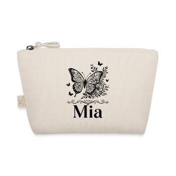 Mia First Name Butterfly Floral Gift - Organic Pouch - nature - Front