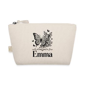 Emma First Name Butterfly Floral Gift - Organic Pouch - nature - Front