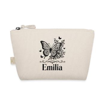 Emilia First Name Butterfly Flowers Gift - Organic Pouch - nature - Front