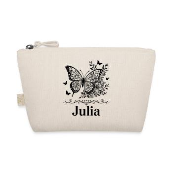 Julia First Name Butterfly Floral Gift - Organic Pouch - nature - Front