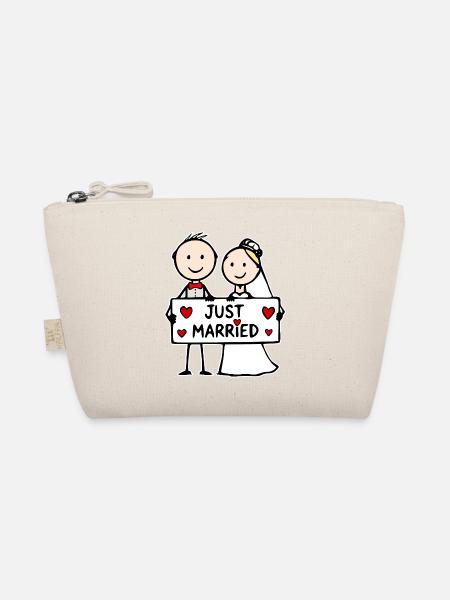 Hochzeitspaar Cartoon just married - Bio-Täschchen - Natur