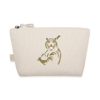 Minimalist Tiger Baseball Player Silhouette - Organic Pouch - nature - Front
