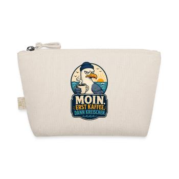 Möwe Erst Kaffee Dann Kreischen Shirt - Bio-Täschchen - Natur - Vorne